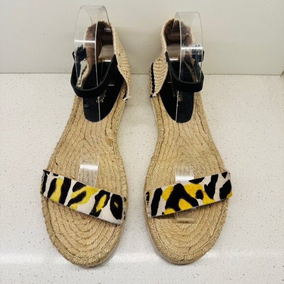 Pimientos Espadrille Calf Hair Genuiine Leather Animal Print Ankle Strap Sz 40 - Picture 3 of 13